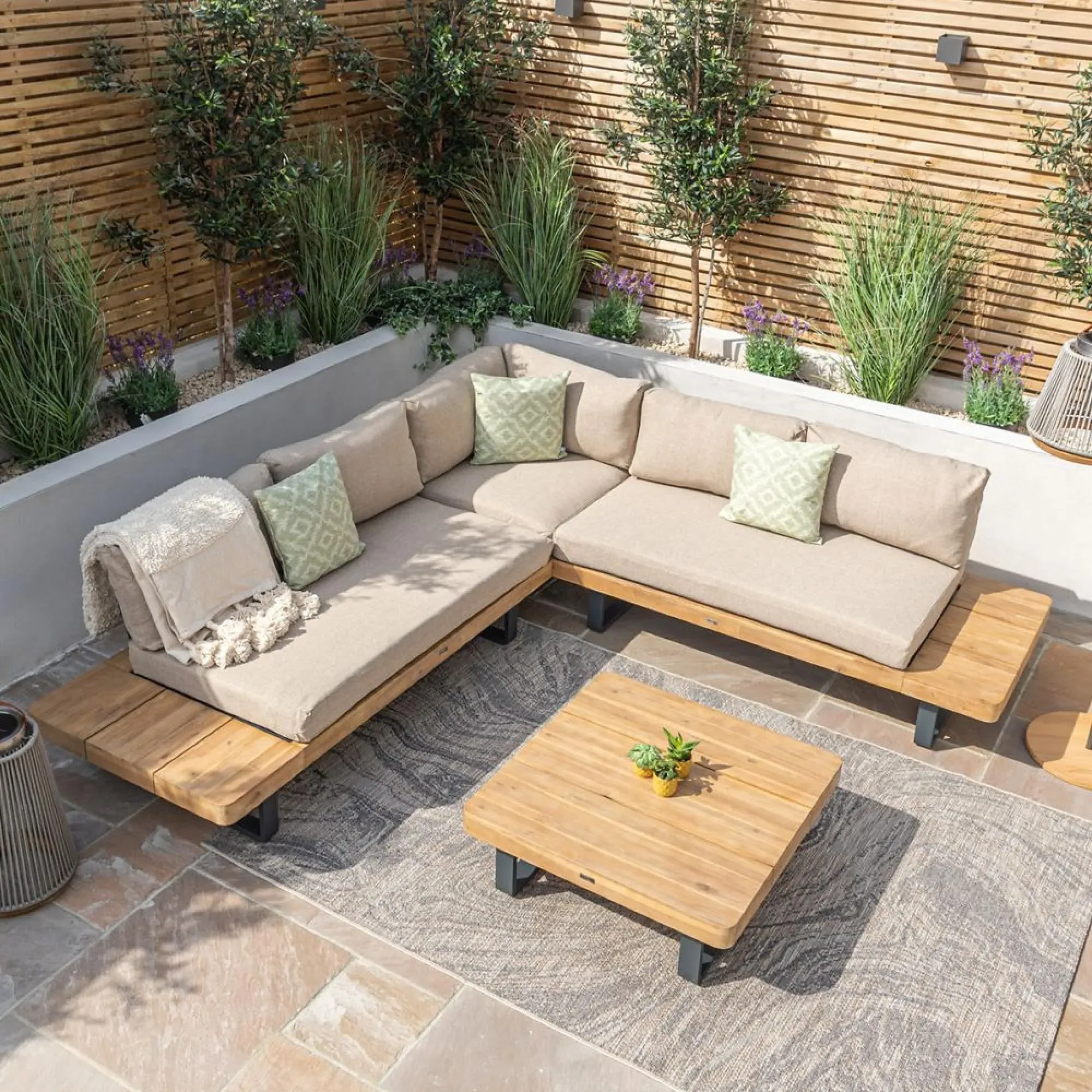 New Bali Platform Corner Garden Sofa Set - Sandstone