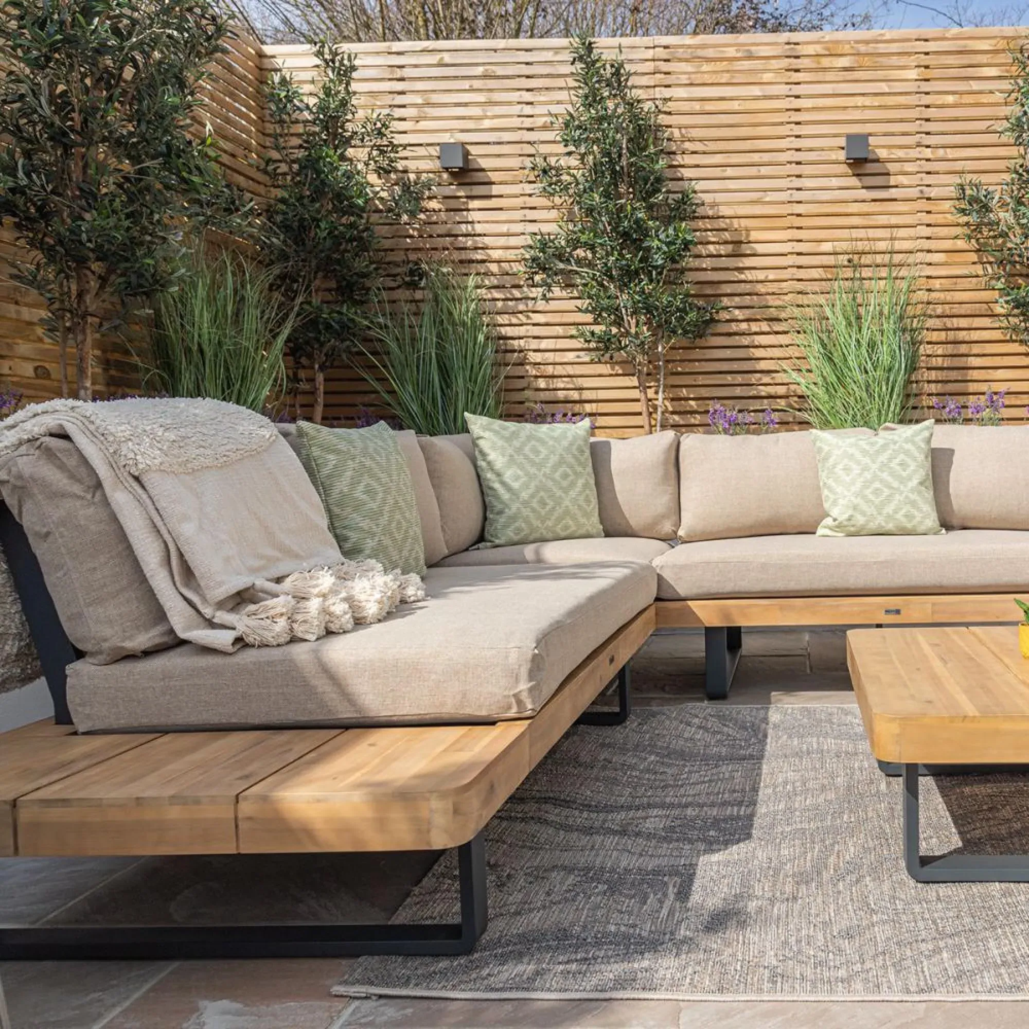 New Bali Platform Corner Garden Sofa Set - Sandstone