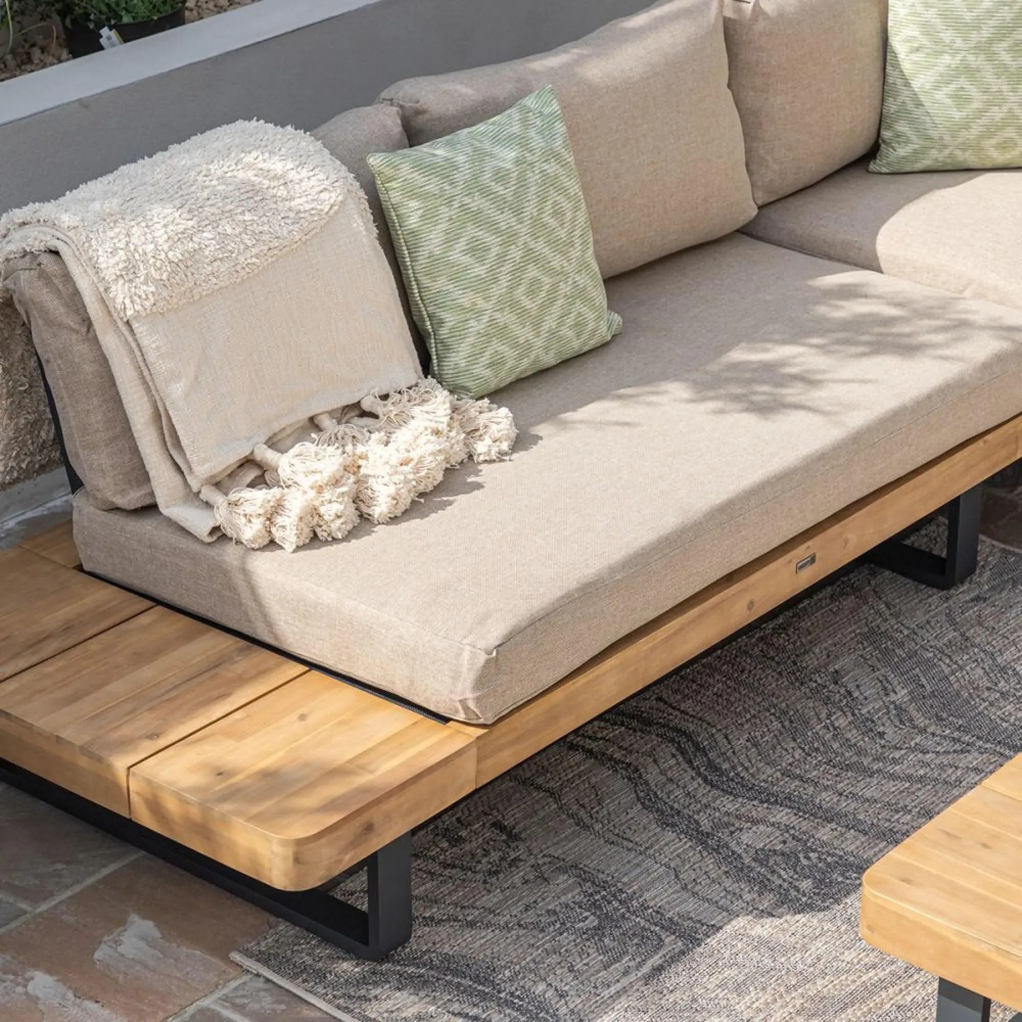 New Bali Platform Corner Garden Sofa Set - Sandstone