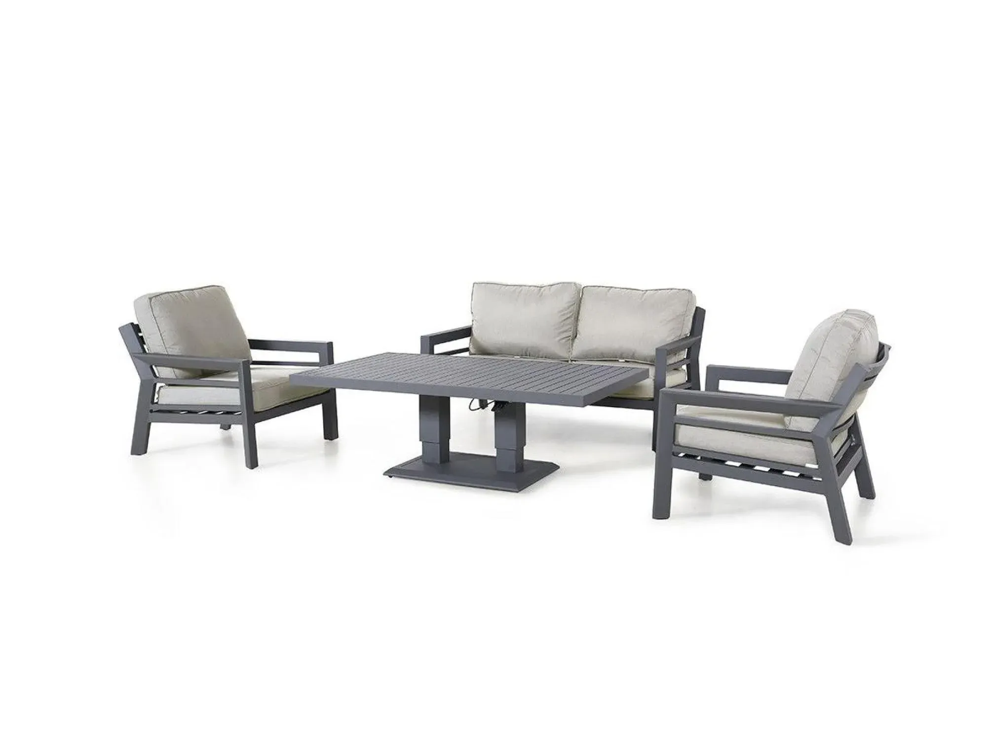 New York 2-Seater Garden Sofa Set with Rising Table - Dove Grey