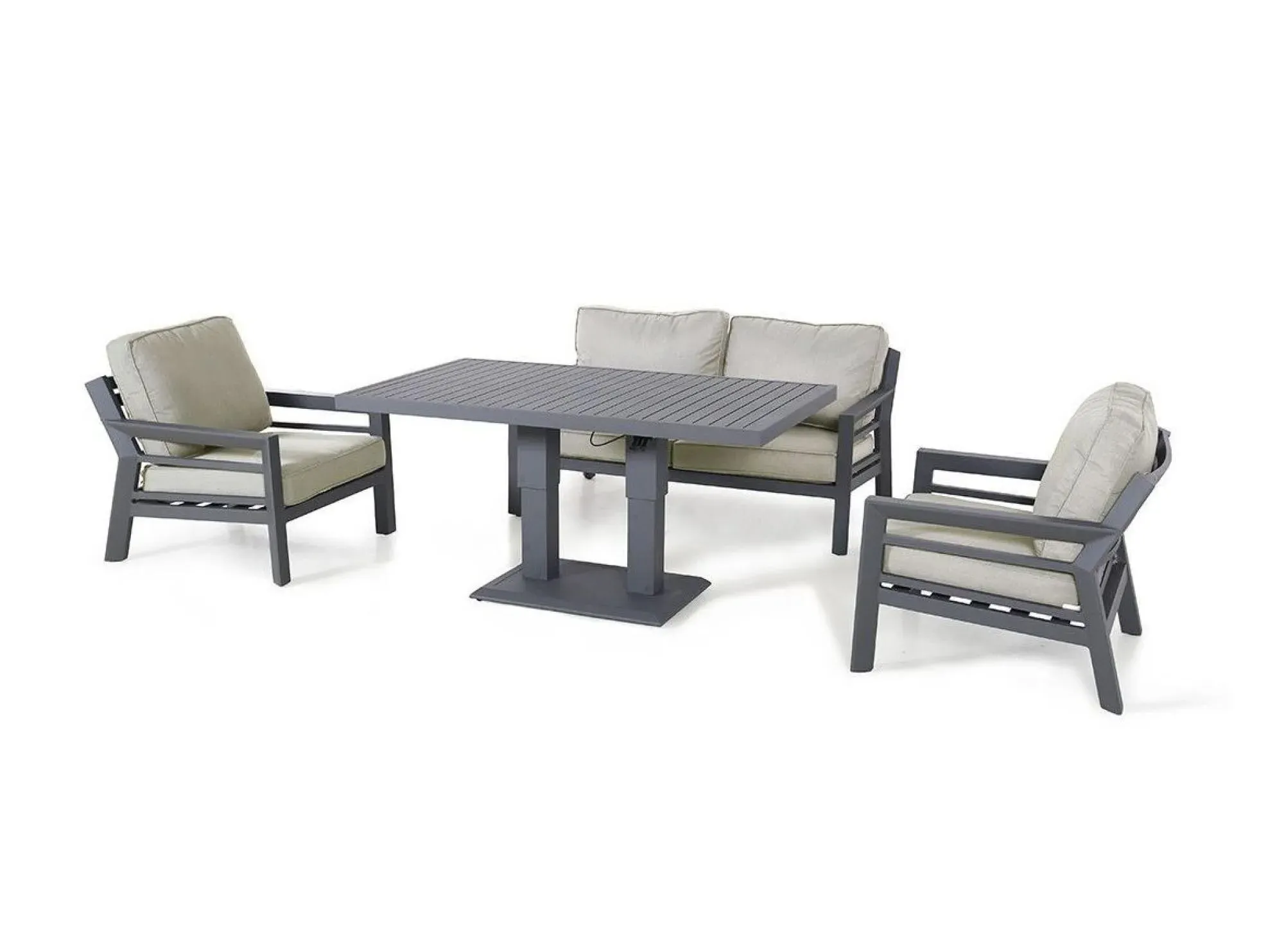 New York 2-Seater Garden Sofa Set with Rising Table - Dove Grey
