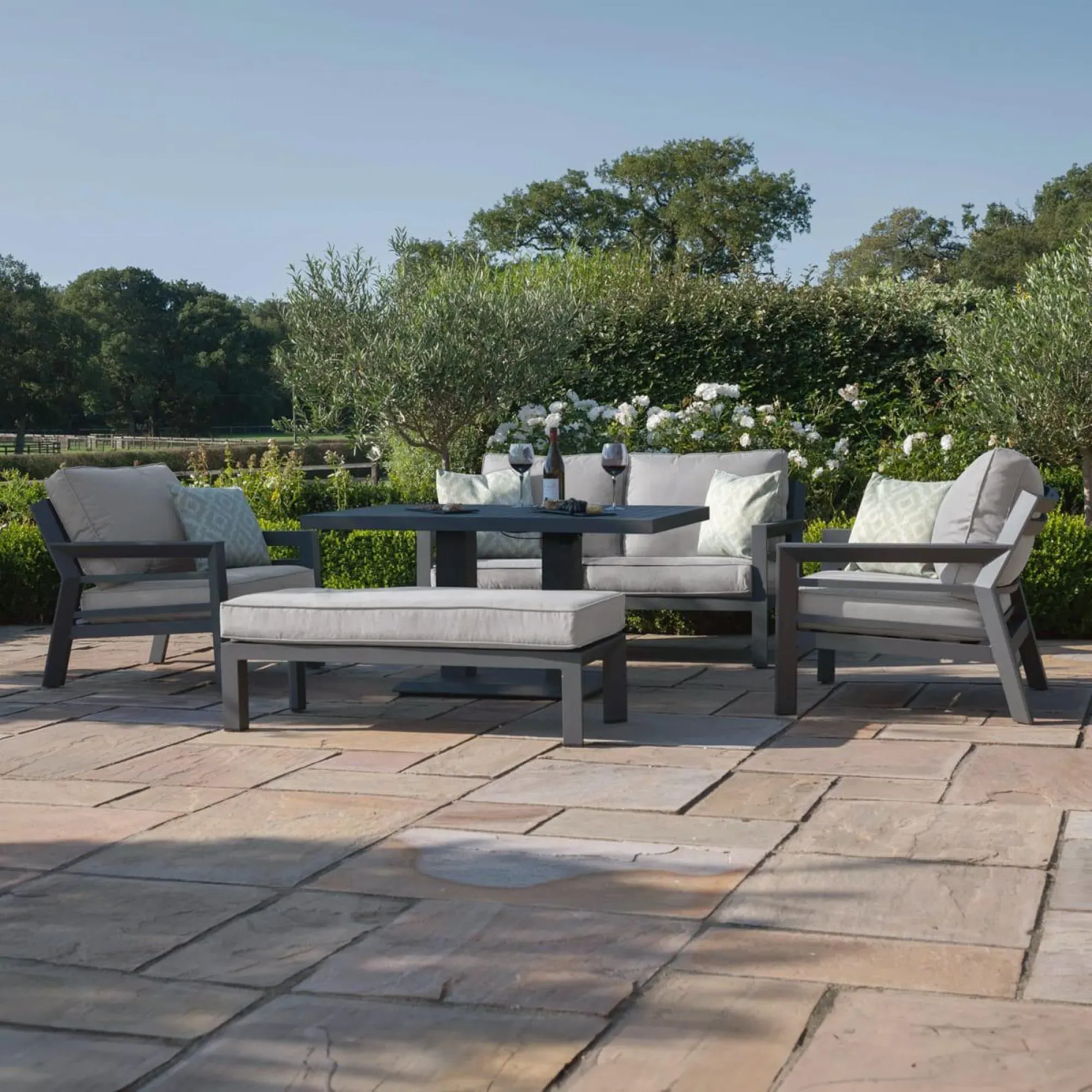 New York 2-Seater Garden Sofa Set with Rising Table - Dove Grey