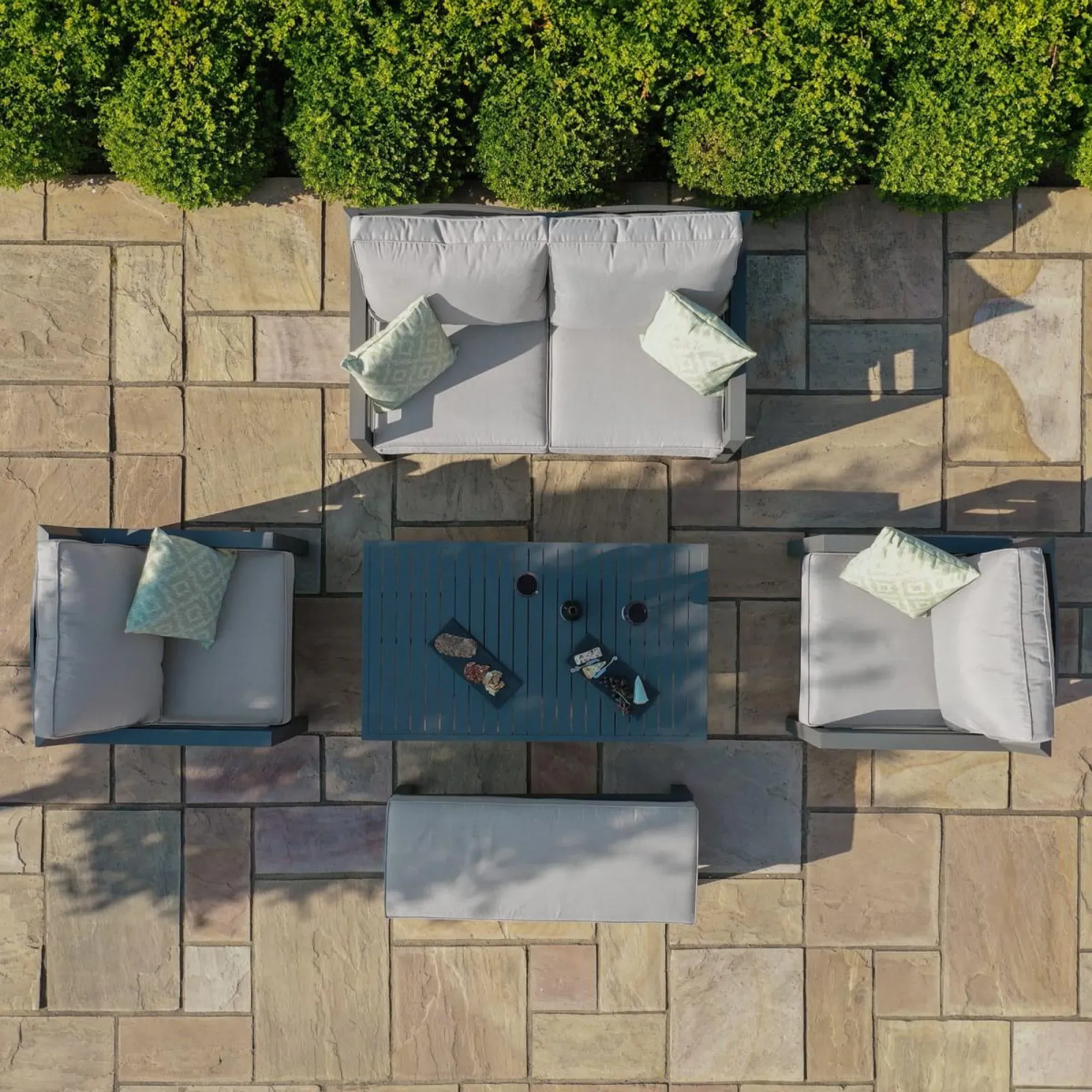 New York 2-Seater Garden Sofa Set with Rising Table - Dove Grey