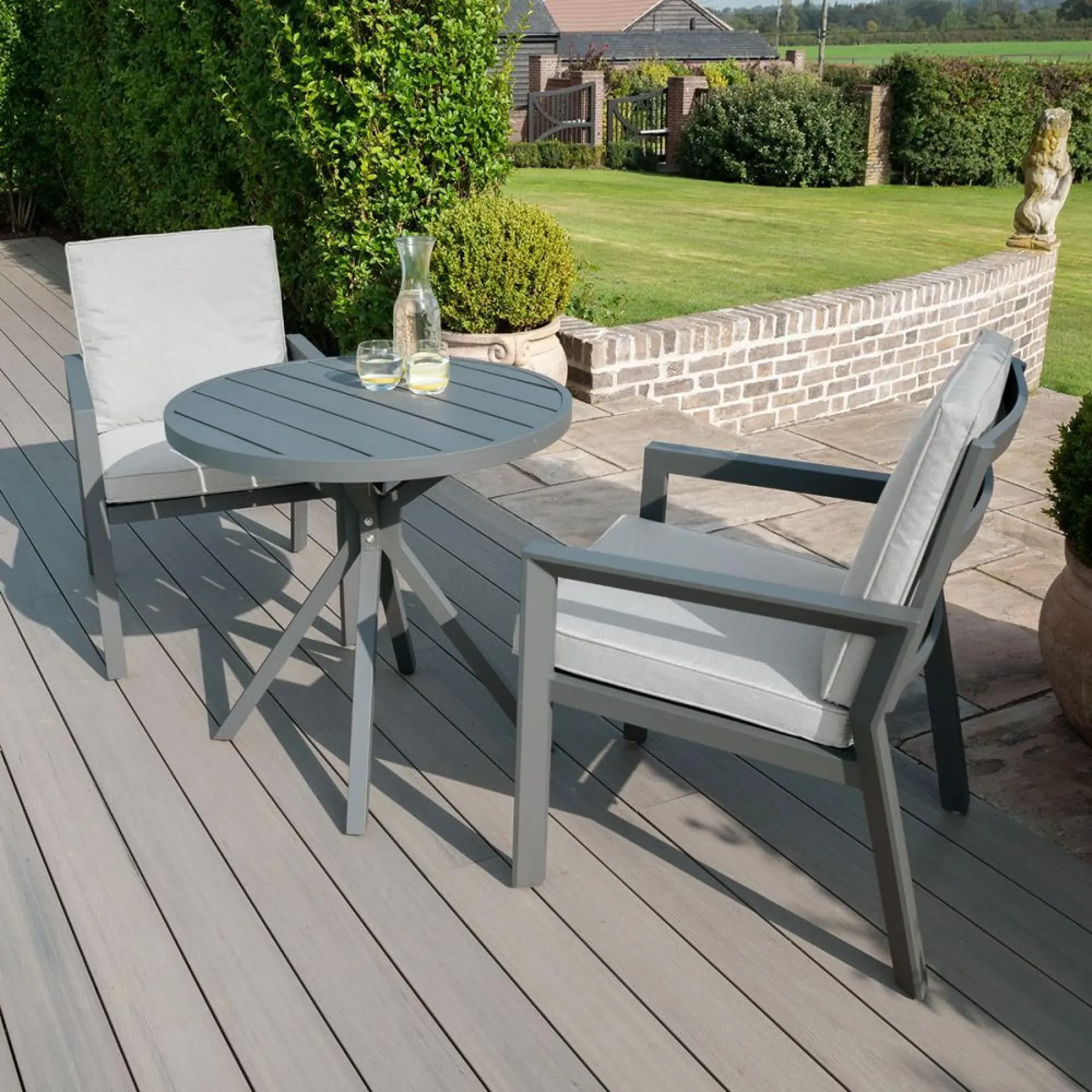 New York 2-Seater Round Garden Bistro Set - Dove Grey