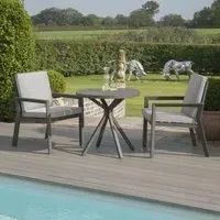 New York 2-Seater Round Garden Bistro Set - Dove Grey