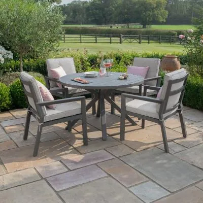New York 4-Seater Round Garden Dining Set - Dove Grey