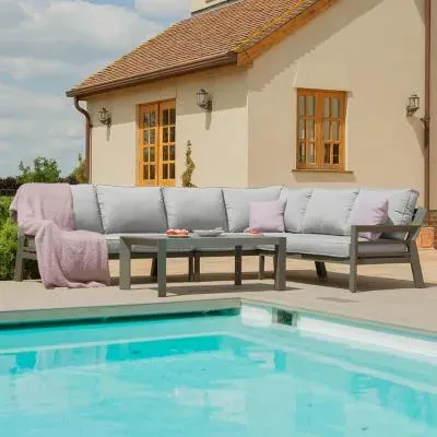 New York 5-Seater Corner Garden Sofa Set - Dove Grey