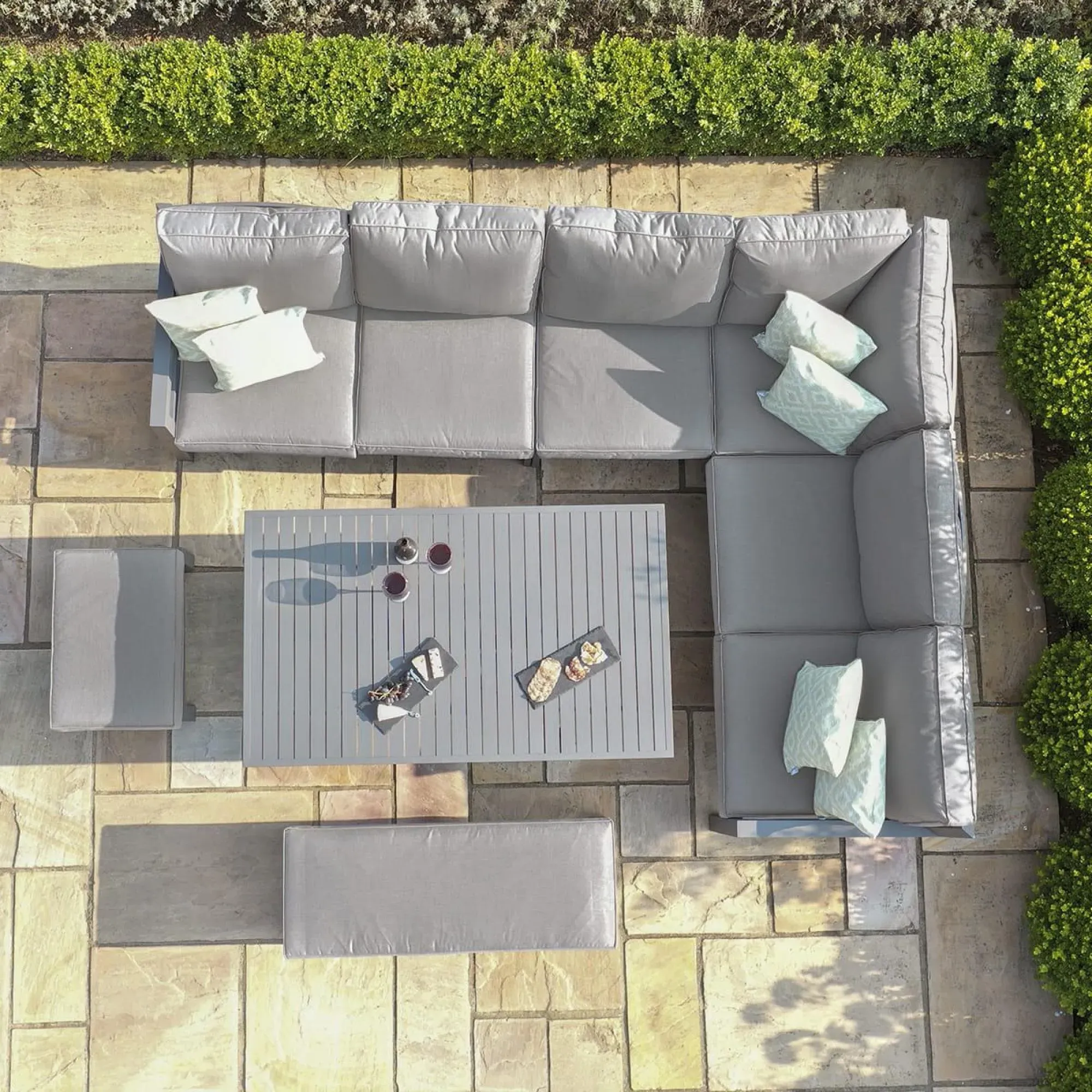 New York Rising Table Corner Garden Dining Set - Dove Grey