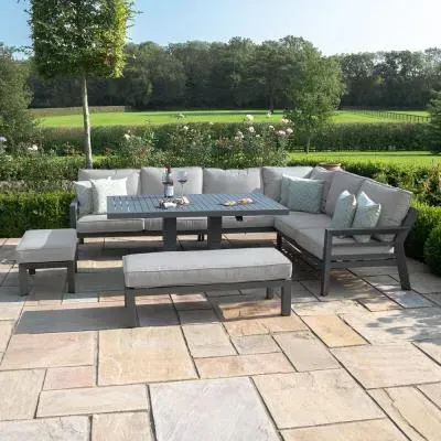 New York Rising Table Corner Garden Dining Set - Dove Grey