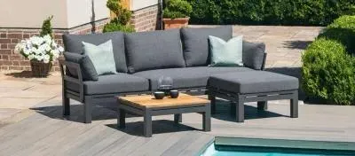 Oslo Chaise Garden Sofa Set - Charcoal