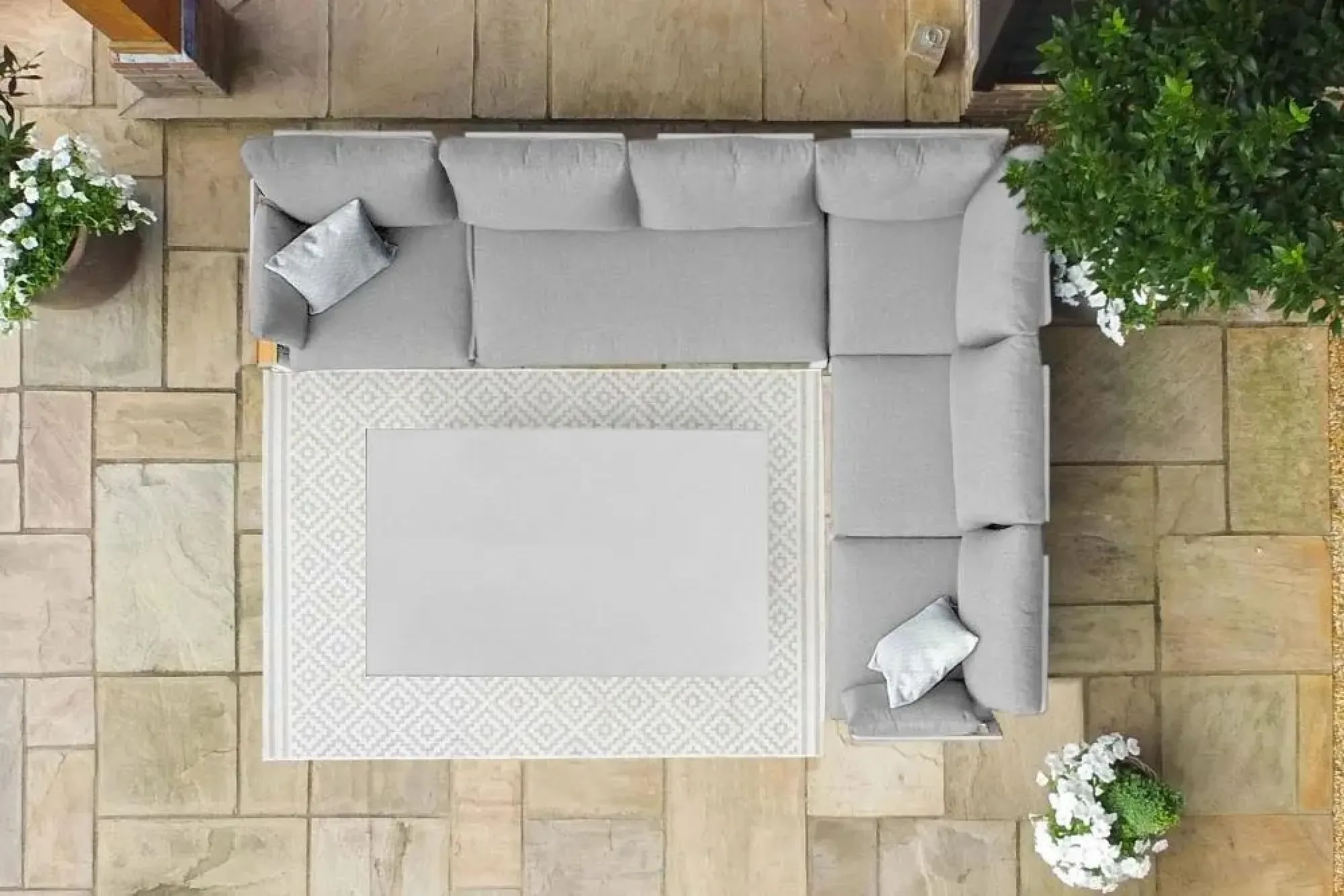Oslo Corner Sofa Rising Garden Dining Set - White