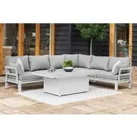 Oslo Corner Sofa Rising Garden Dining Set - White