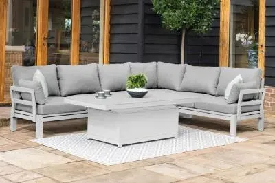 Oslo Corner Sofa Rising Garden Dining Set - White
