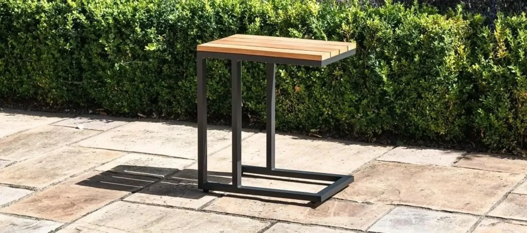 Oslo U Shaped Garden Side Table - Charcoal, Teak