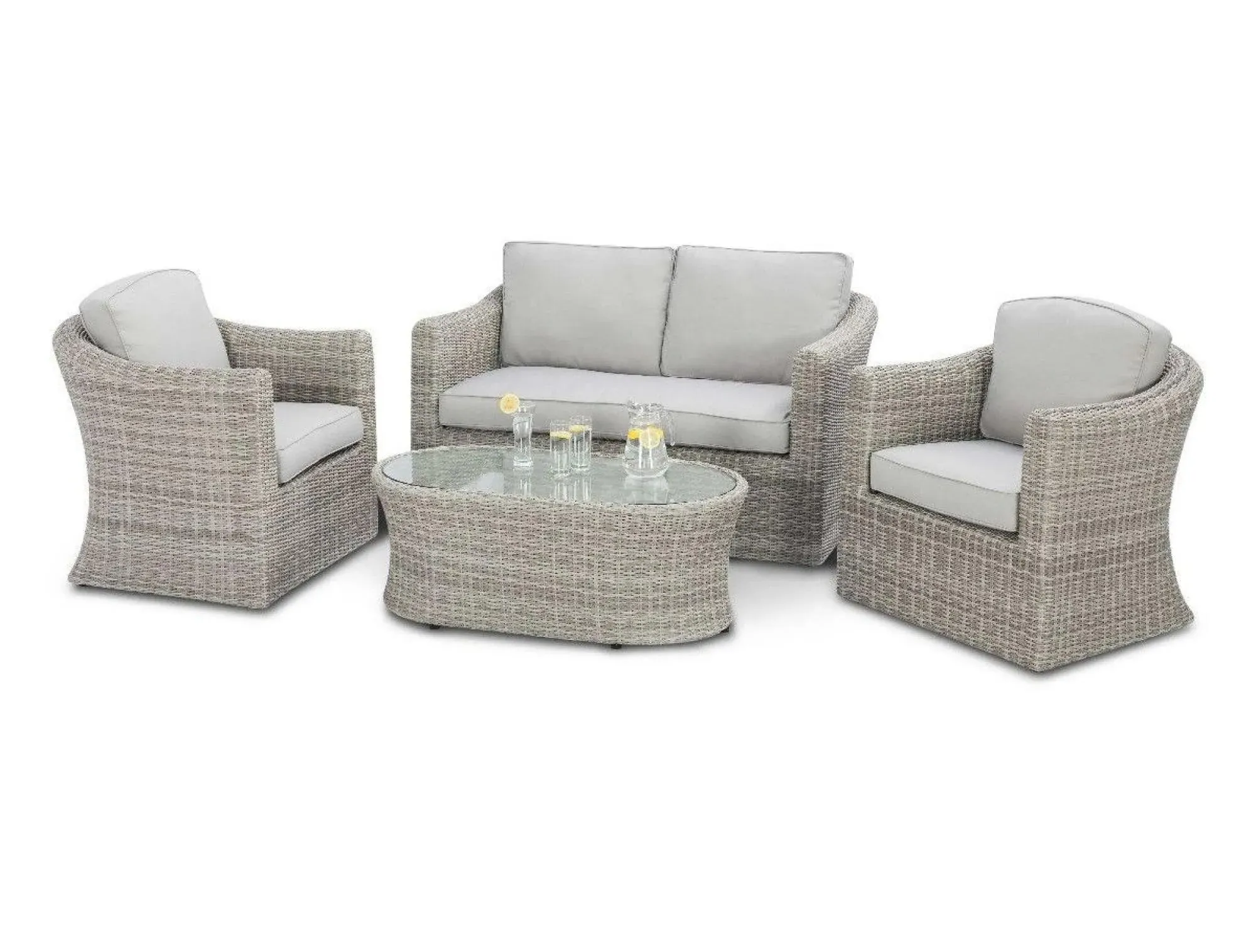 Oxford 2-Seater Garden Sofa Set - Light Grey