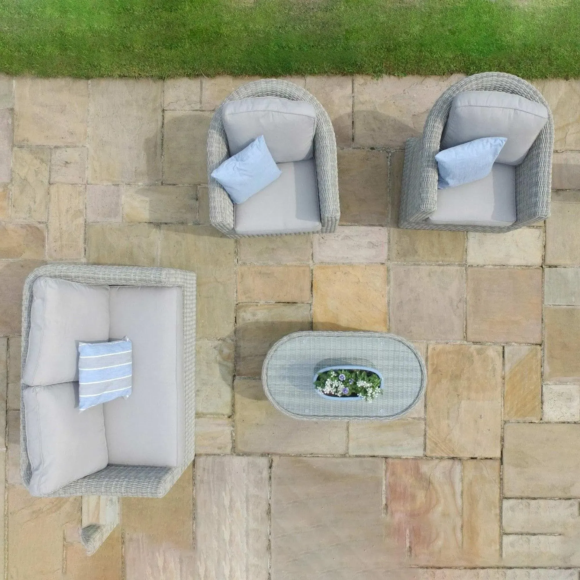 Oxford 2-Seater Garden Sofa Set - Light Grey