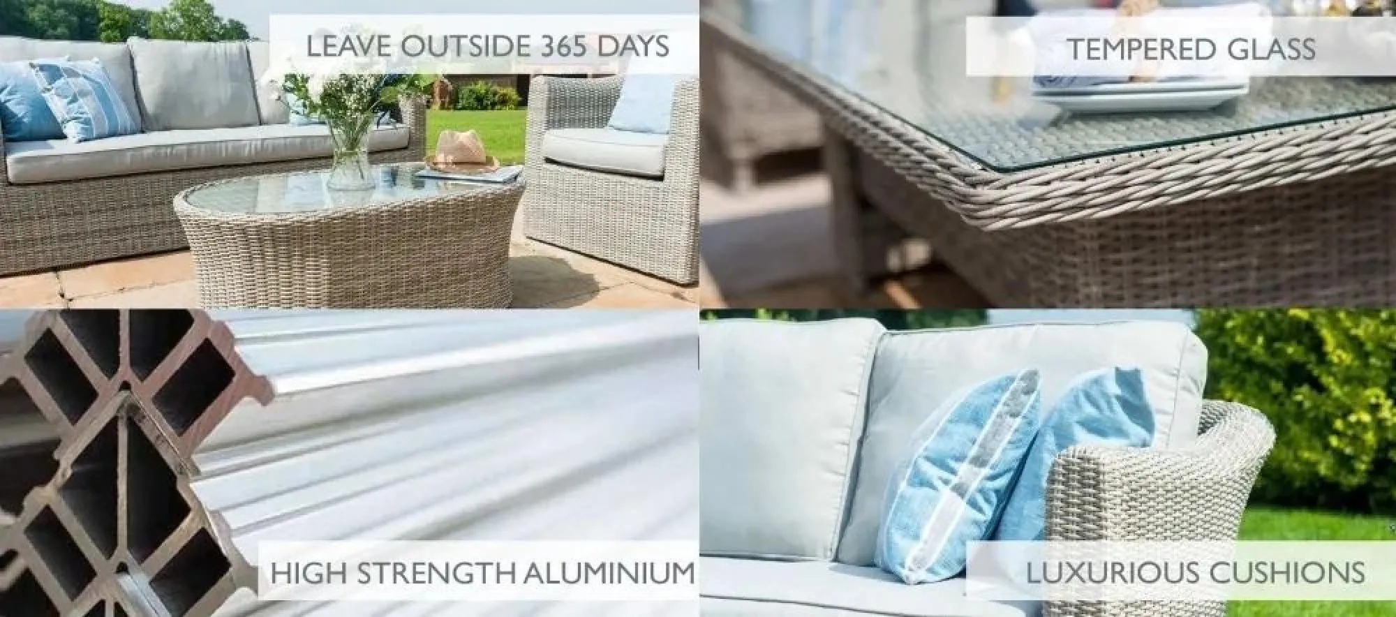 Oxford 2-Seater Garden Sofa Set - Light Grey