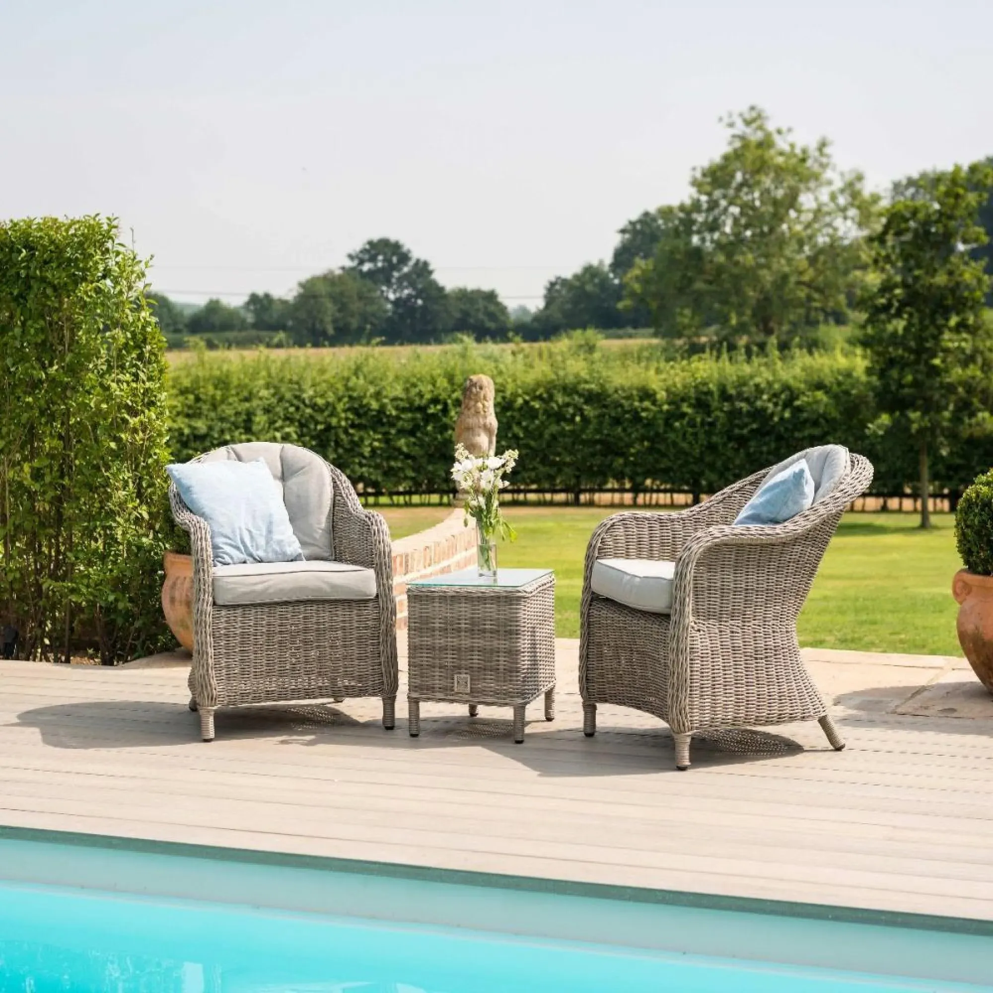 Oxford 3 Piece Garden Lounge Set - Light Grey, Rattan