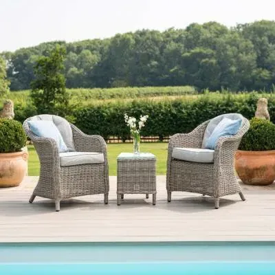 Oxford 3 Piece Garden Lounge Set - Light Grey, Rattan image