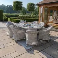 Oxford 8-Seater Oval Dining Set with Lazy Susan - Grey, Rattan