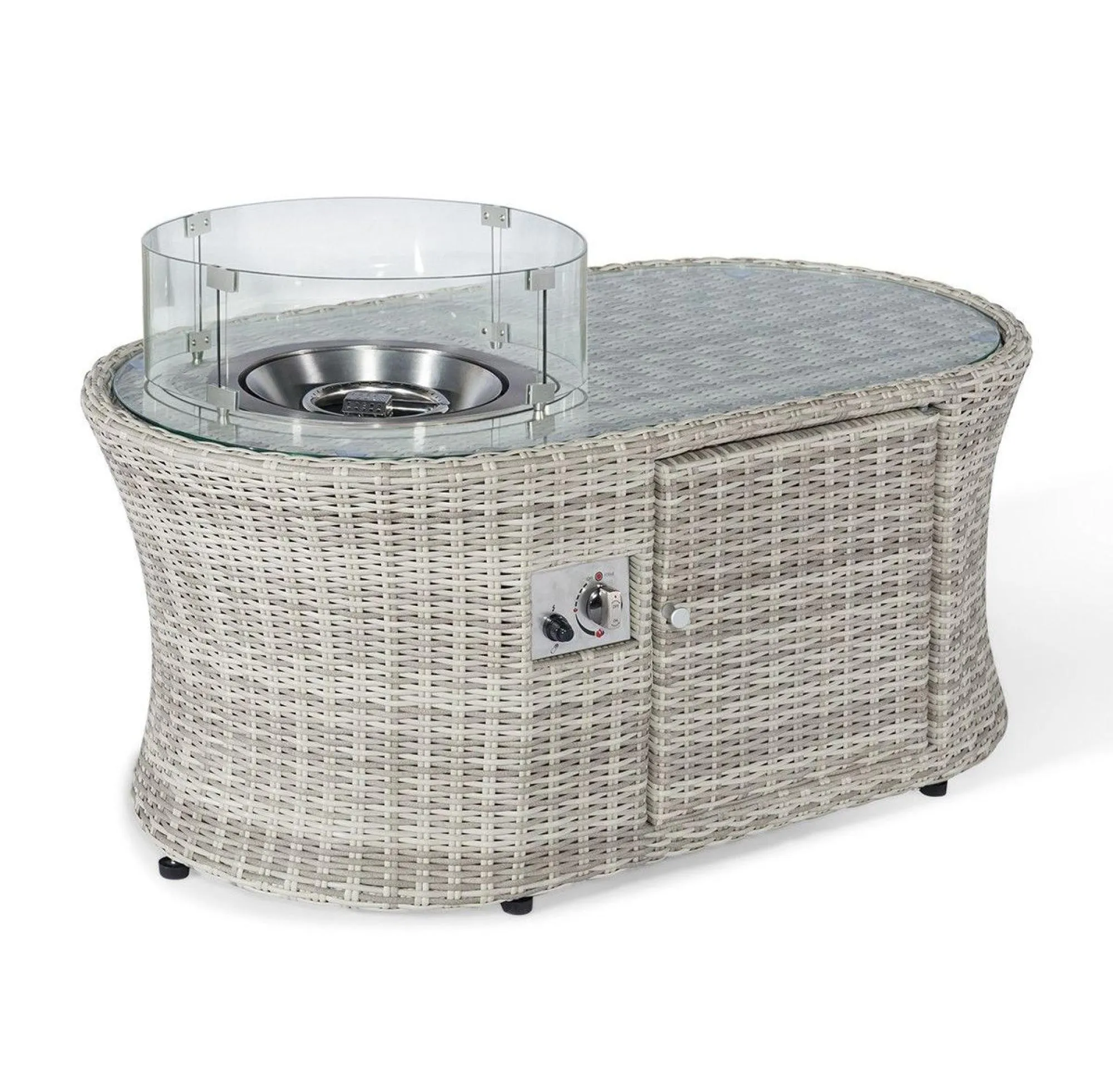 Oxford Fire Pit Garden Coffee Table - Light Grey, Rattan