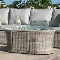 Oxford Fire Pit Garden Coffee Table - Light Grey, Rattan