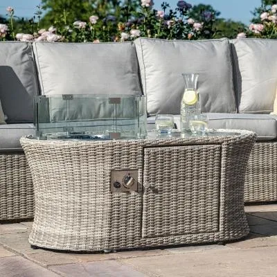 Oxford Fire Pit Garden Coffee Table - Light Grey, Rattan image