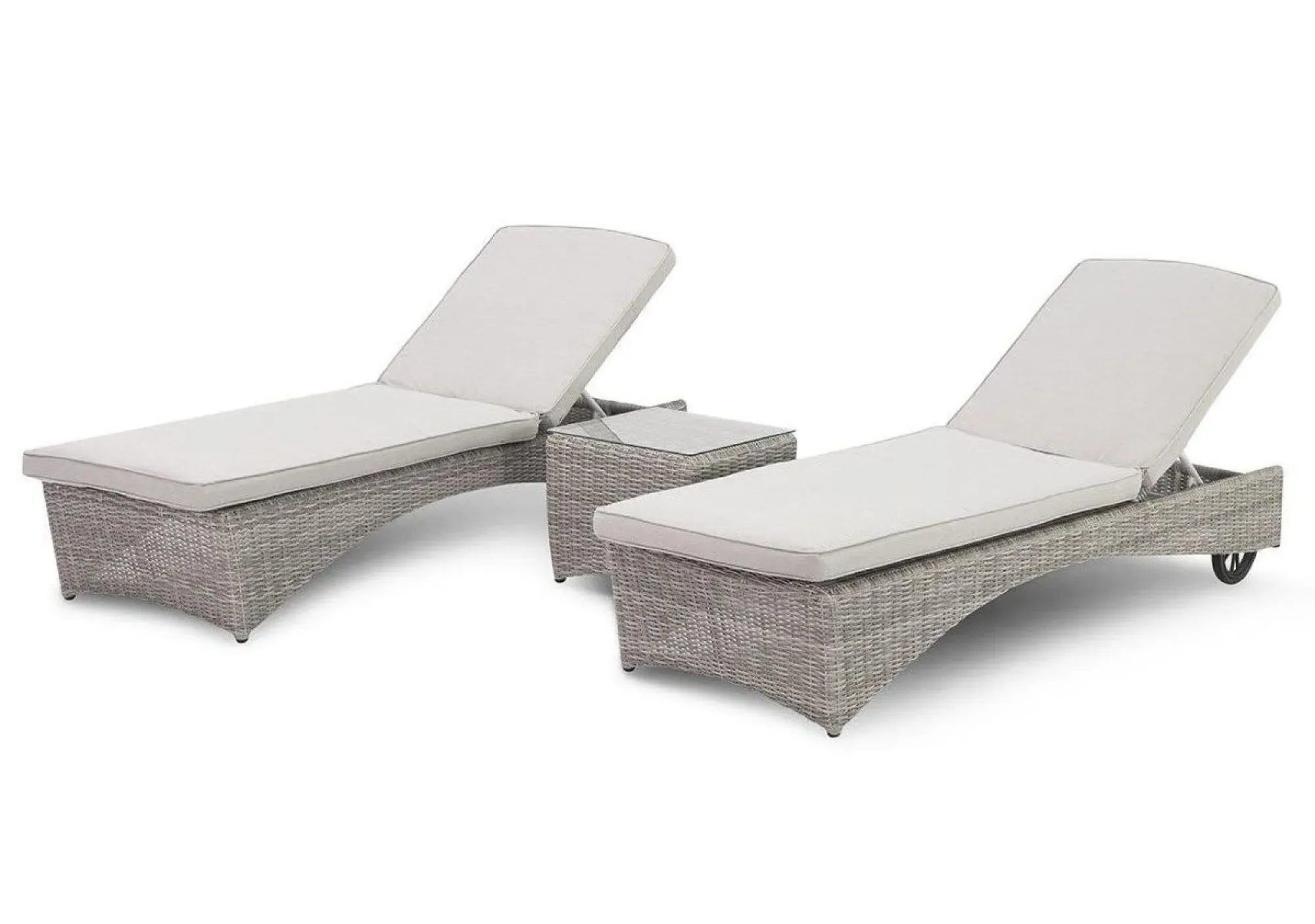 Oxford Garden Sunlounger Set - Light Grey, Rattan