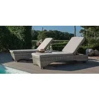Oxford Garden Sunlounger Set - Light Grey, Rattan