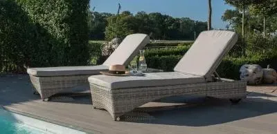 Oxford Garden Sunlounger Set - Light Grey, Rattan
