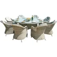 Oxford Heritage Round Fire Pit Dining Set with Lazy Susan - Grey