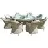 Oxford Heritage Round Fire Pit Dining Set with Lazy Susan - Grey