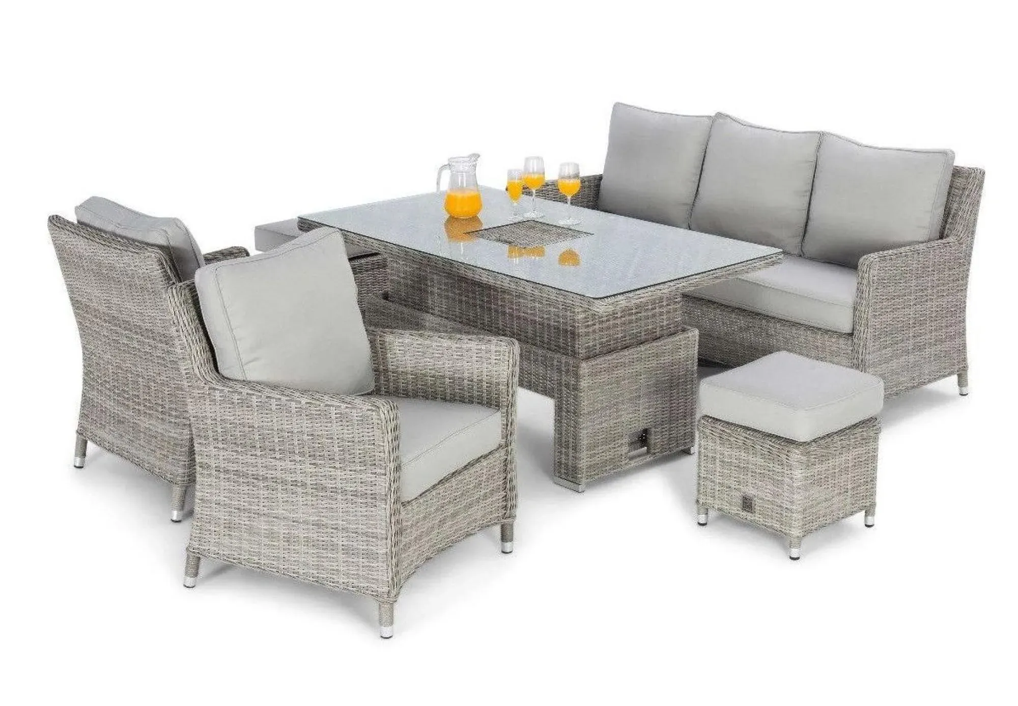 Oxford Rattan Sofa Dining Set with Ice Bucket - Grey