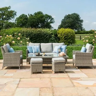 Oxford Rattan Sofa Dining Set with Ice Bucket - Grey image