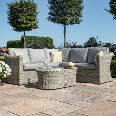 Oxford Small Corner Garden Sofa Set - Light Grey, Rattan