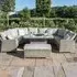 Oxford U-Shaped Gas Fire Pit Table Garden Sofa Set - Light Grey, Rattan