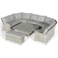 Oxford U-Shaped Rising Table Garden Sofa Set - Light Grey, Rattan