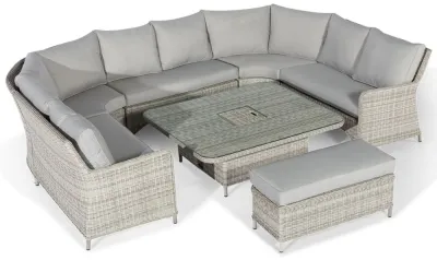 Oxford U-Shaped Rising Table Garden Sofa Set - Light Grey, Rattan