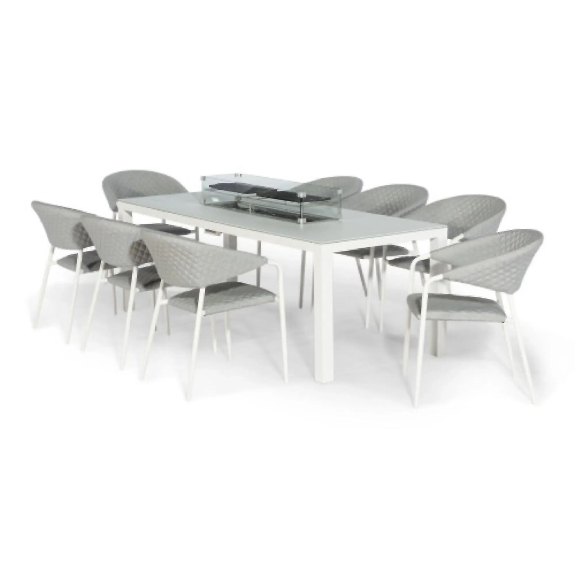 Pebble 8-Seater Fire Pit Garden Dining Set - Charcoal