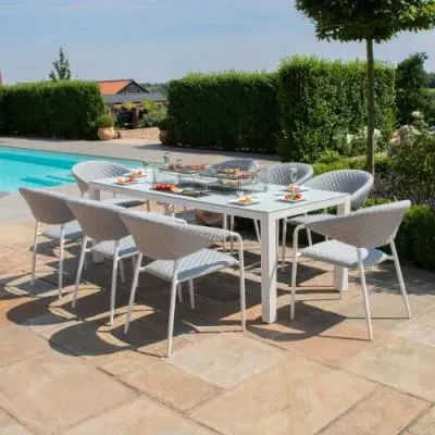 Pebble 8-Seater Fire Pit Garden Dining Set - Charcoal