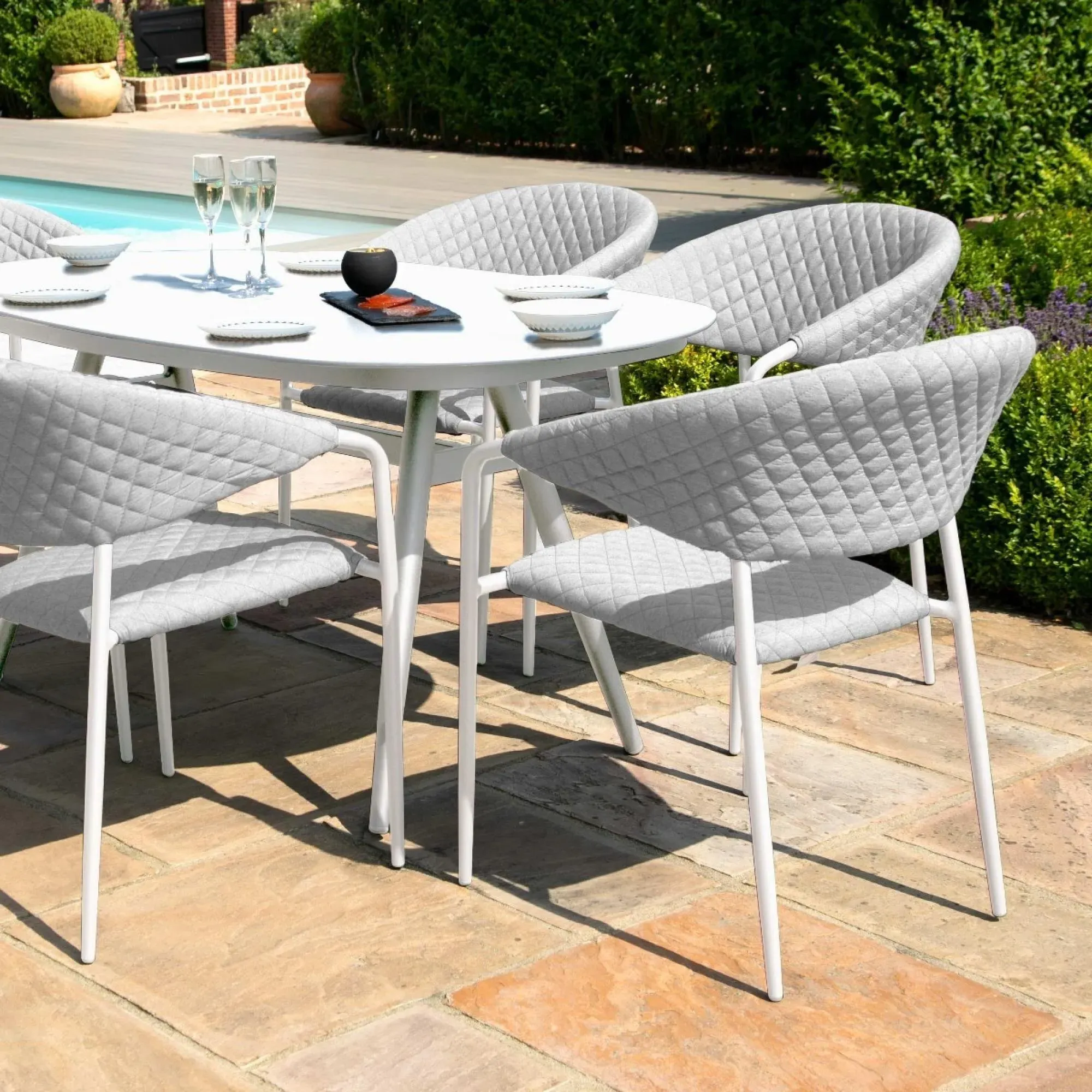 Pebble Lead Chine 6-Seater Oval Garden Dining Set