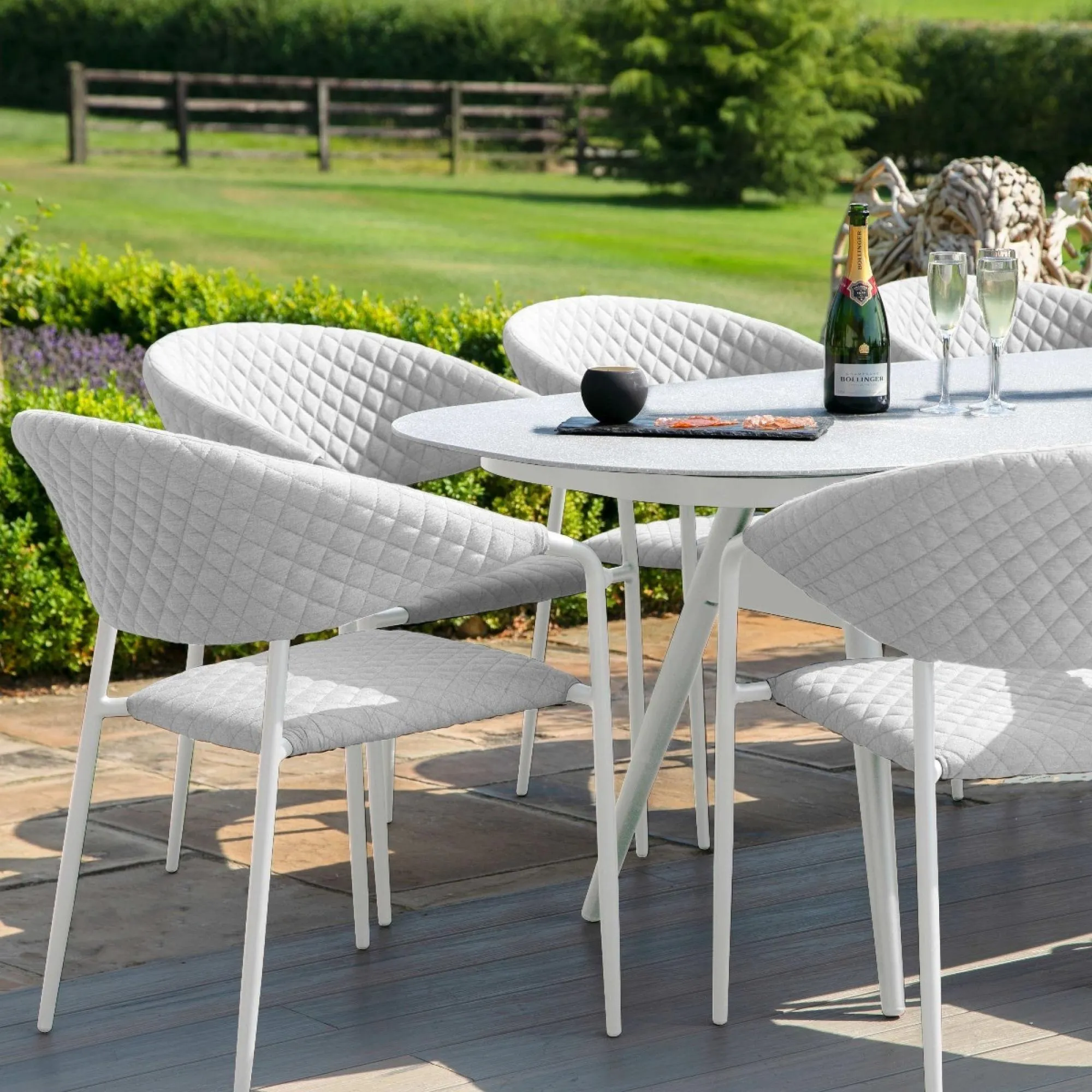 Pebble Lead Chine 6-Seater Oval Garden Dining Set