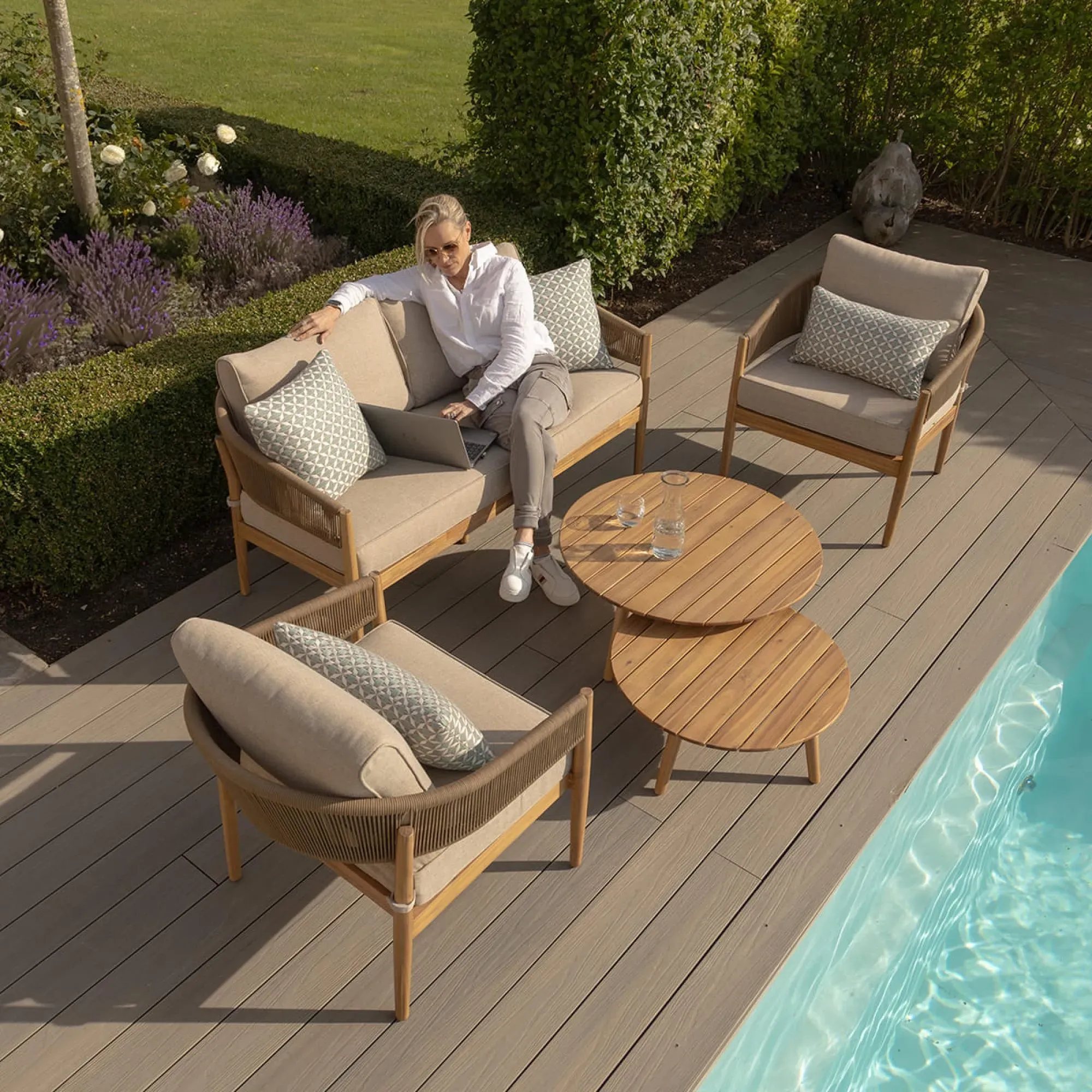 Porto 2-Seater Garden Sofa Set - Sandstone