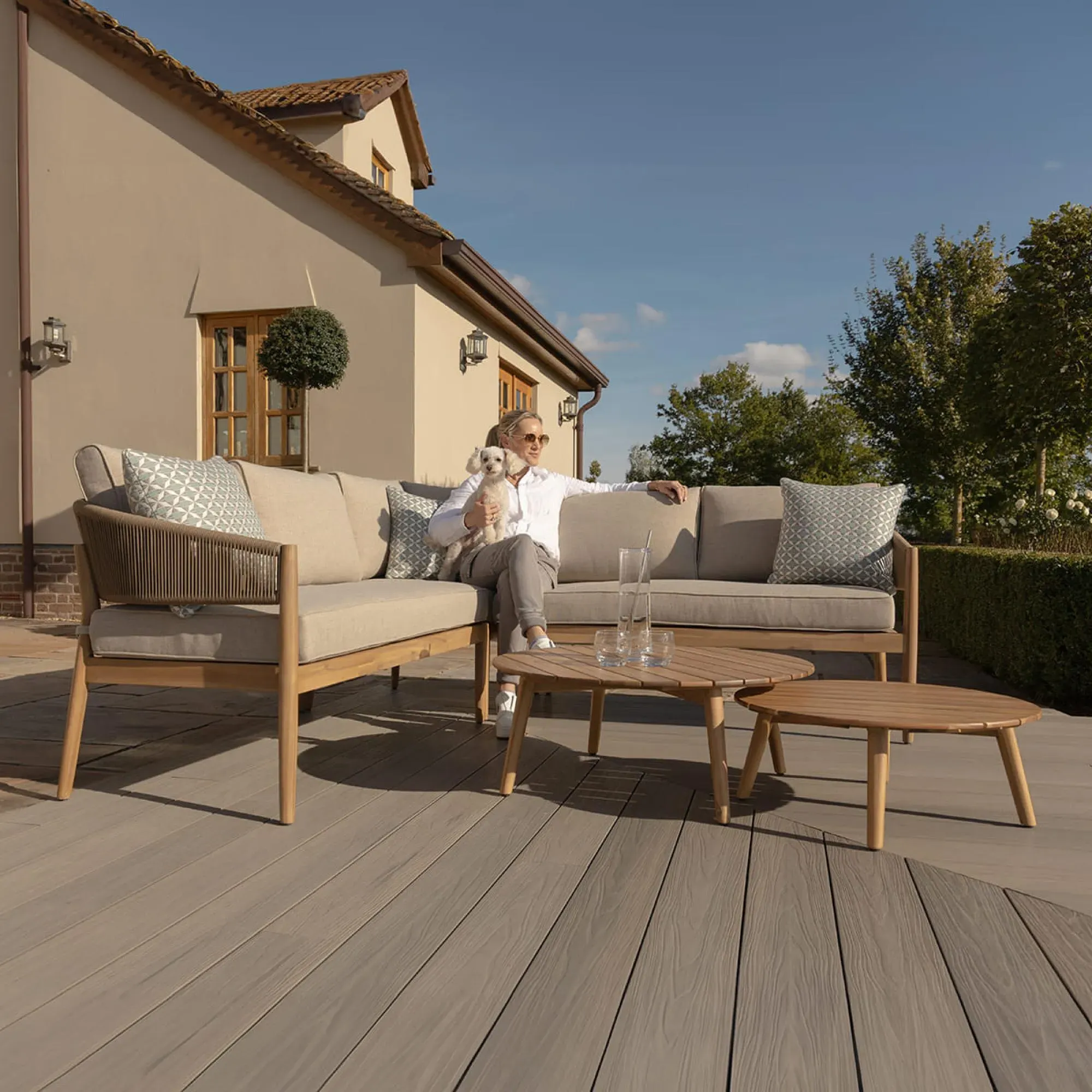 Porto Corner Garden Sofa Set - Sandstone