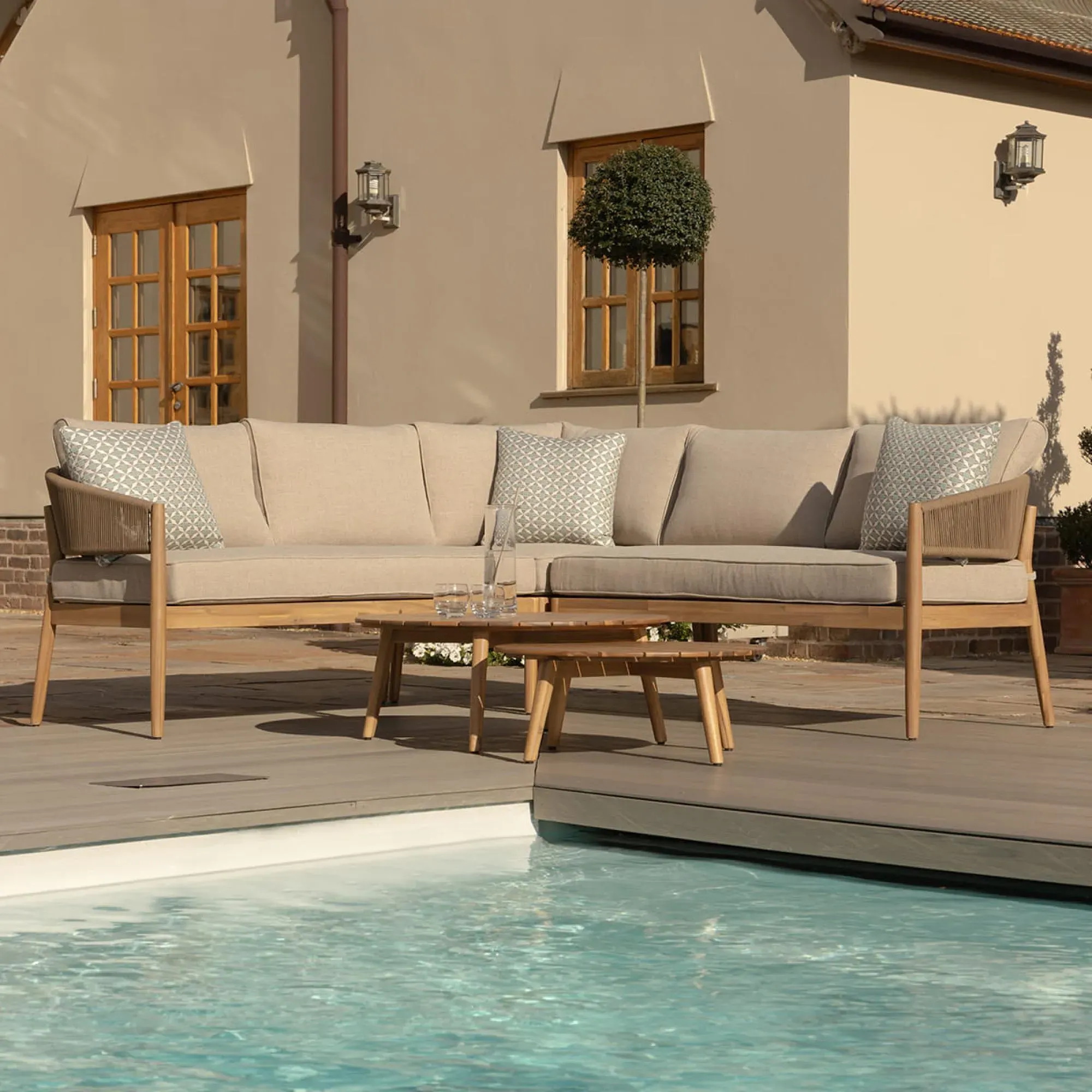 Porto Corner Garden Sofa Set - Sandstone