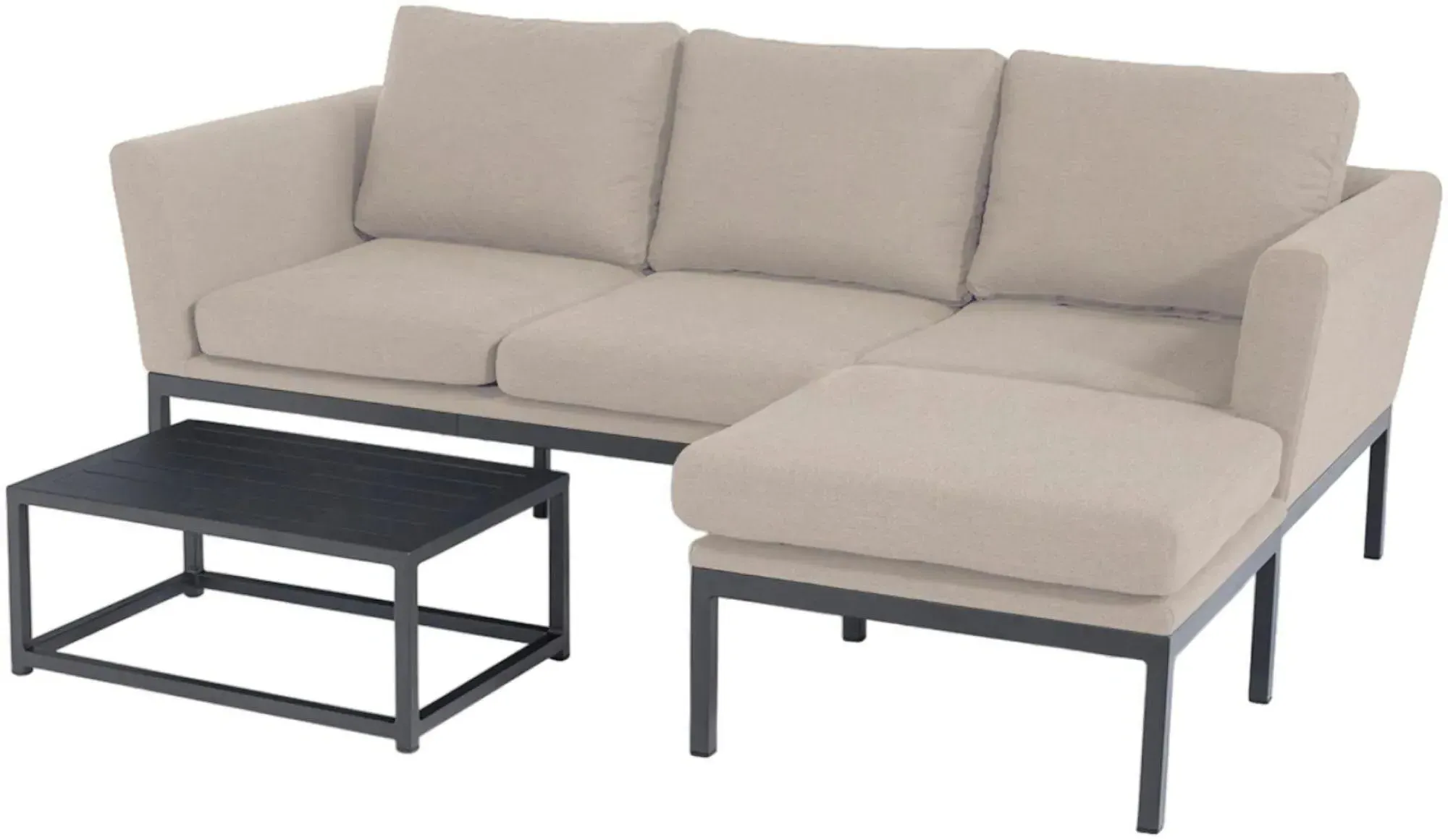 Pulse 3-Seater Chaise Garden Sofa Set - Oatmeal