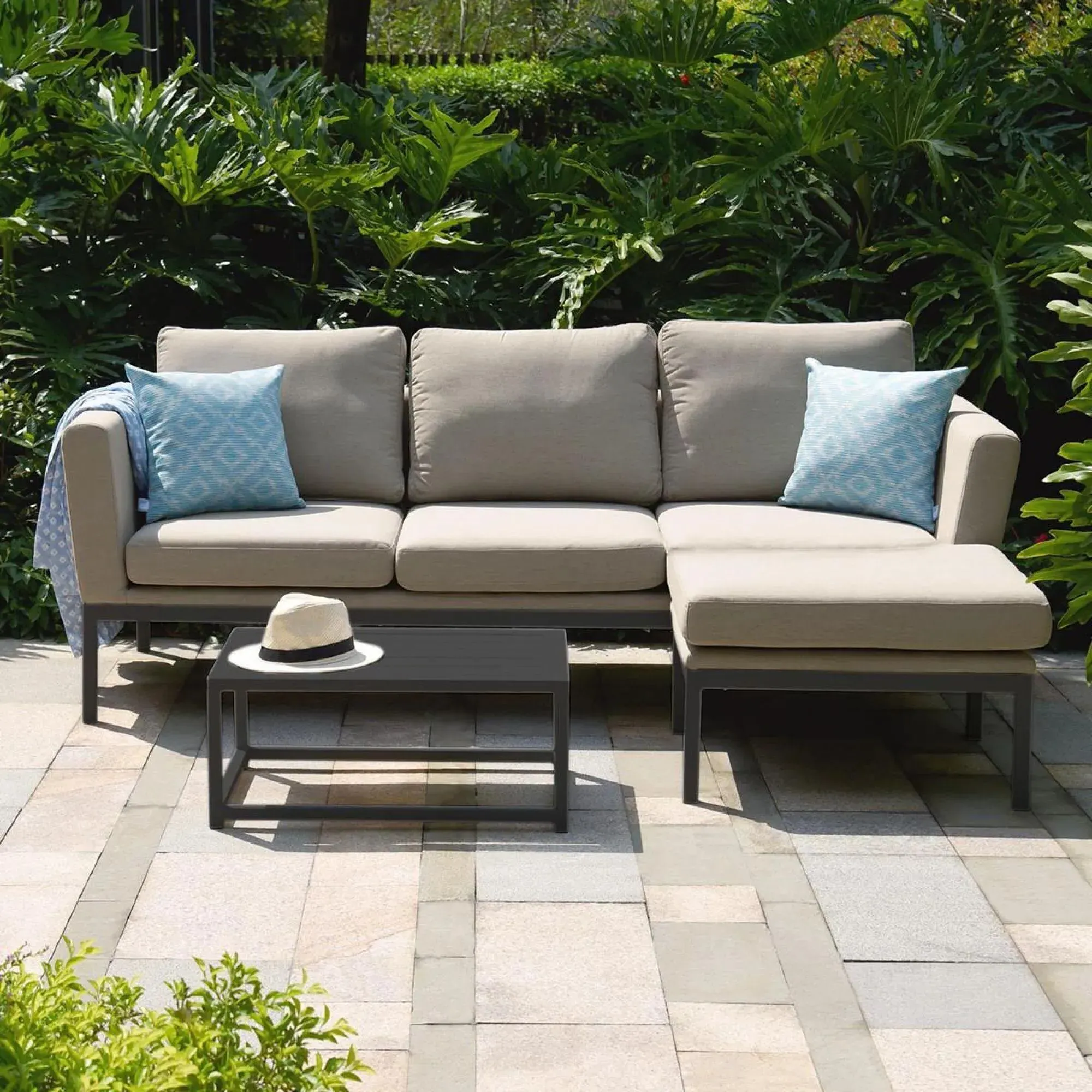 Pulse 3-Seater Chaise Garden Sofa Set - Oatmeal