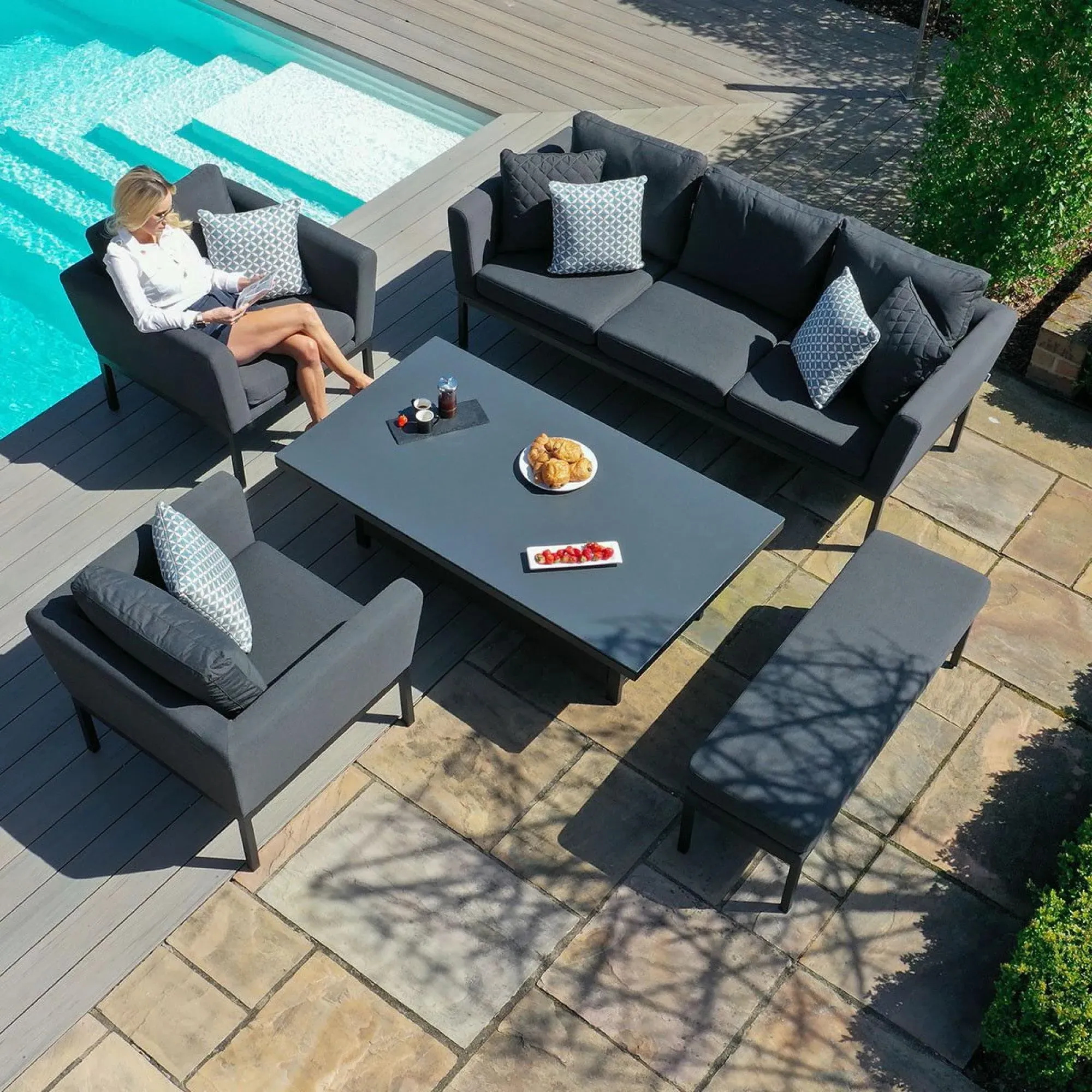 Pulse 3-Seater Garden Sofa Set - Charcoal