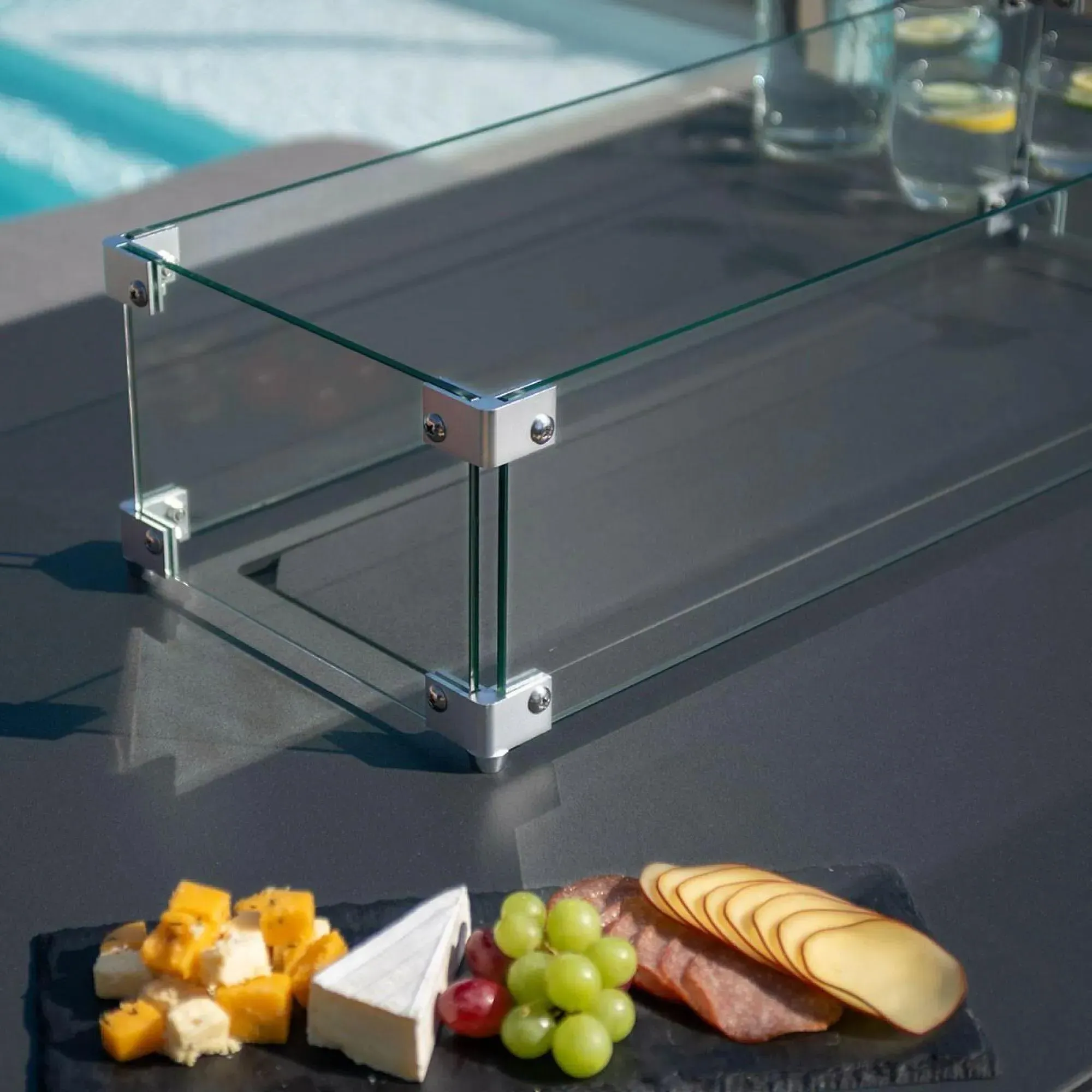 Pulse 3-Seater Garden Sofa Set with Fire Pit - Charcoal