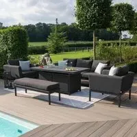 Pulse 3-Seater Garden Sofa Set with Fire Pit - Charcoal